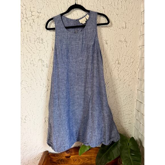 Cynthia Rowley Dresses & Skirts - Cynthia Rowley Blue 100% Linen Sleeveless Swing Dress Casual Summer
